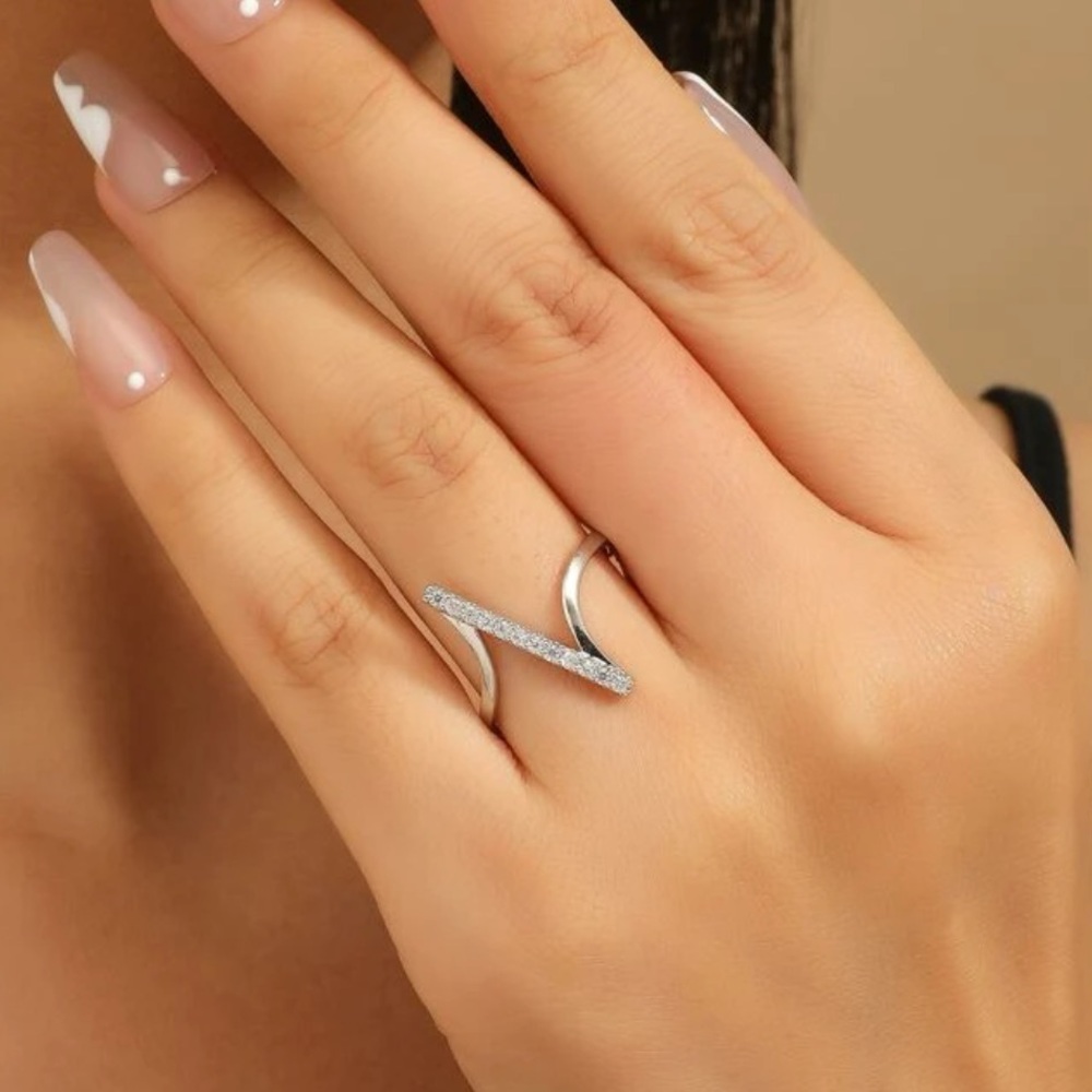 Silver Cubic Zirconia Ring, Silver Minimalist Ring